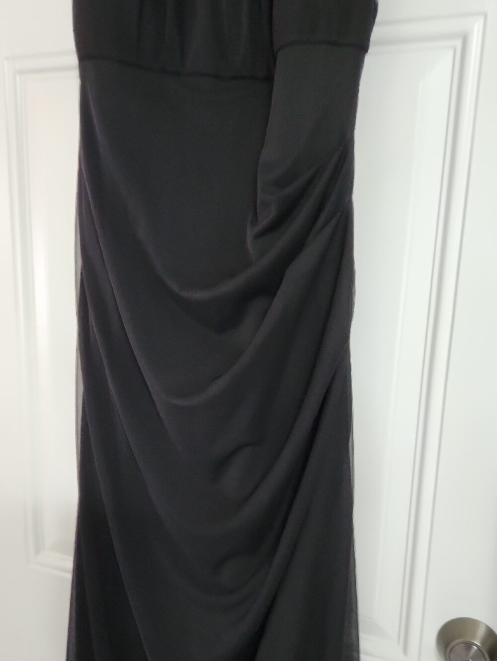 David's Bridal Black Halter Neck Beaded Gown - Picture 3 of 12
